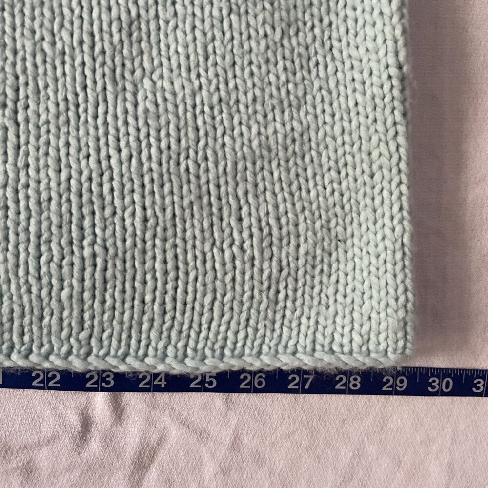 Handmade Womens Knit Cardigan With Floral Yoke Design Size M Pastel Mint Green & - Picture 2 of 8